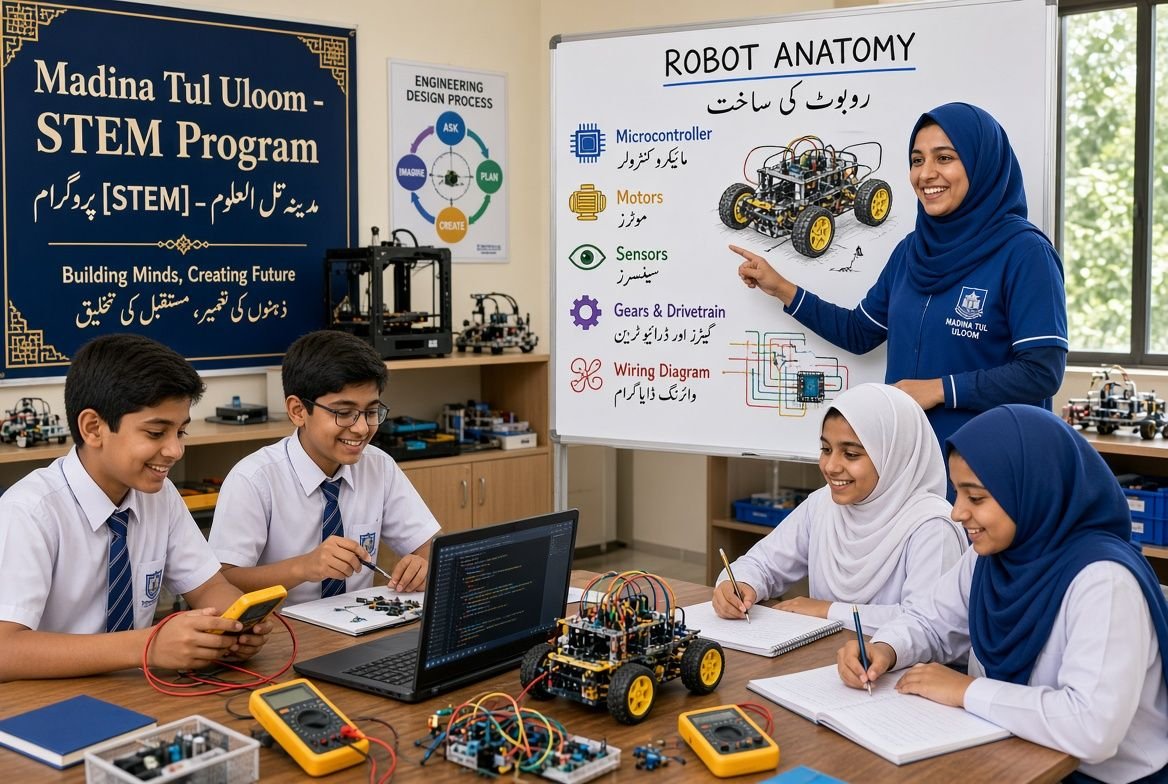 Computer lab and robotics at Madina Tul Uloom Public School